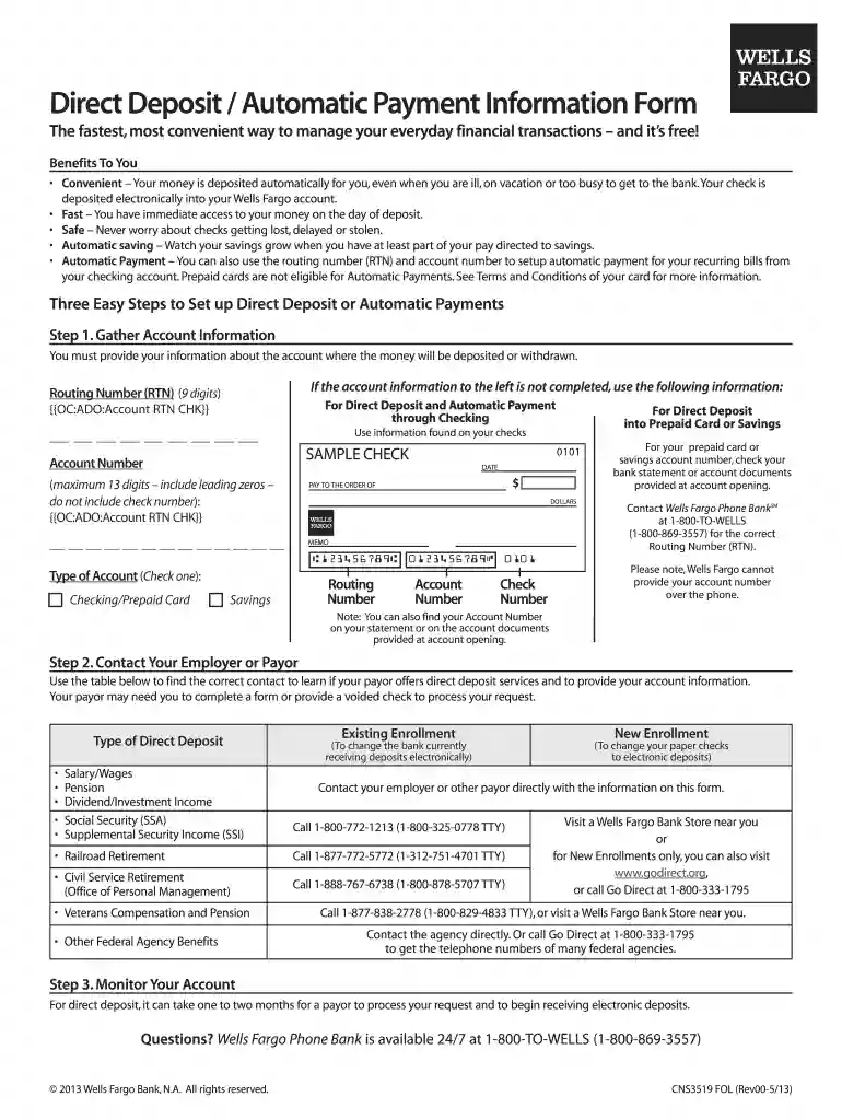 automatic direct deposit Preview on Page 1