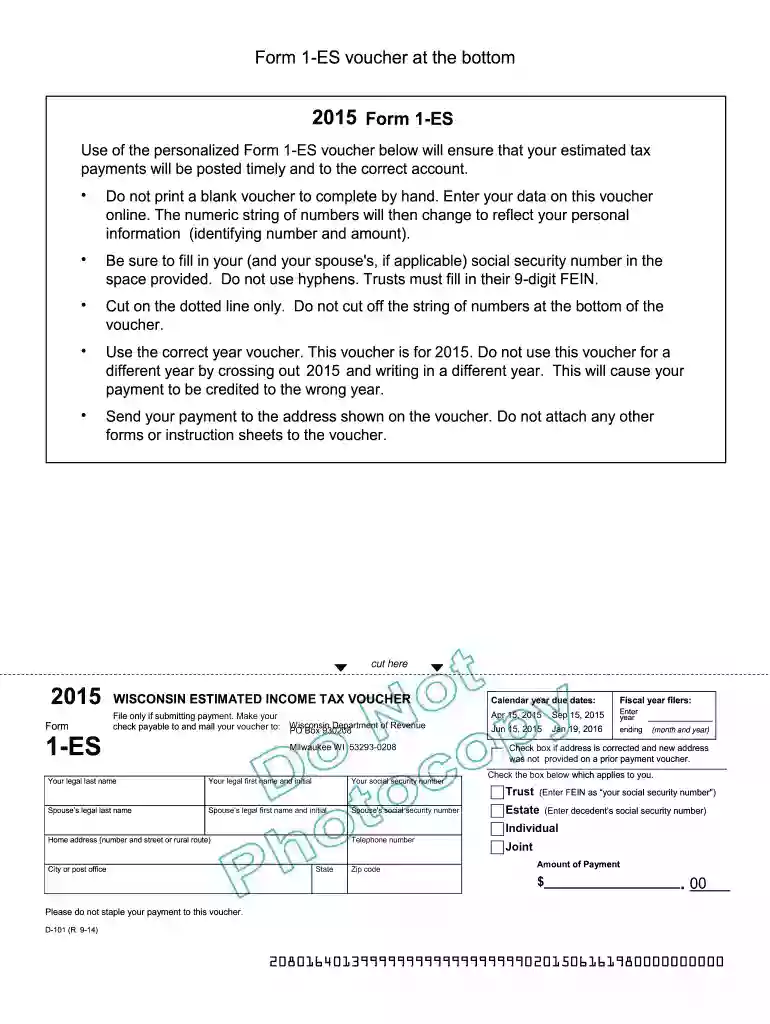2015 Wisconsin Form 1-ES Preview on Page 1