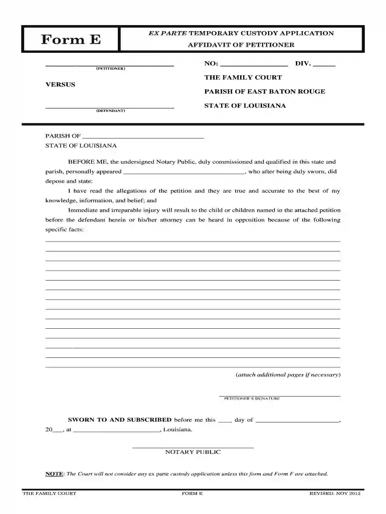 louisiana child custody forms Preview on Page 1