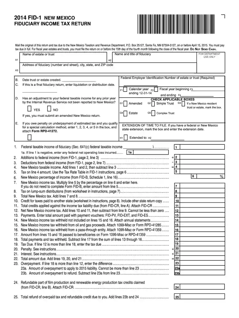 new mexico fid 1 2014 form Preview on Page 1