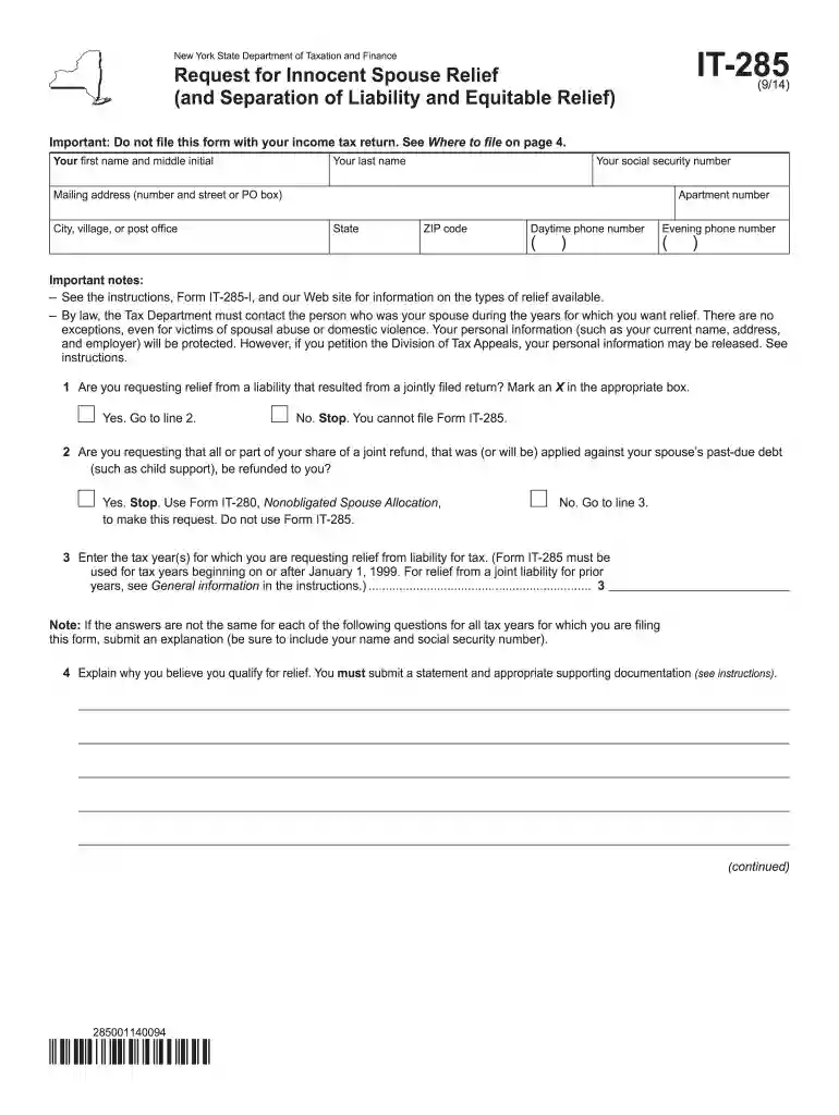 it285 2014 form Preview on Page 1