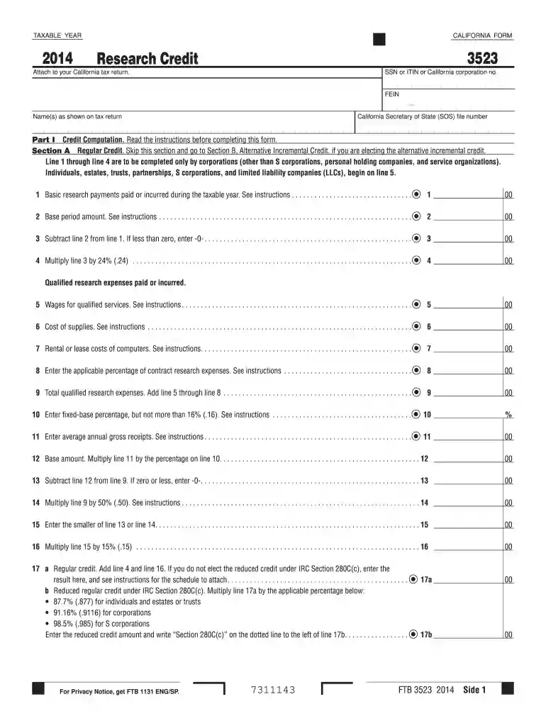 3523 2014 form Preview on Page 1