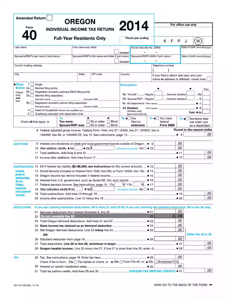 form 40 Preview on Page 1