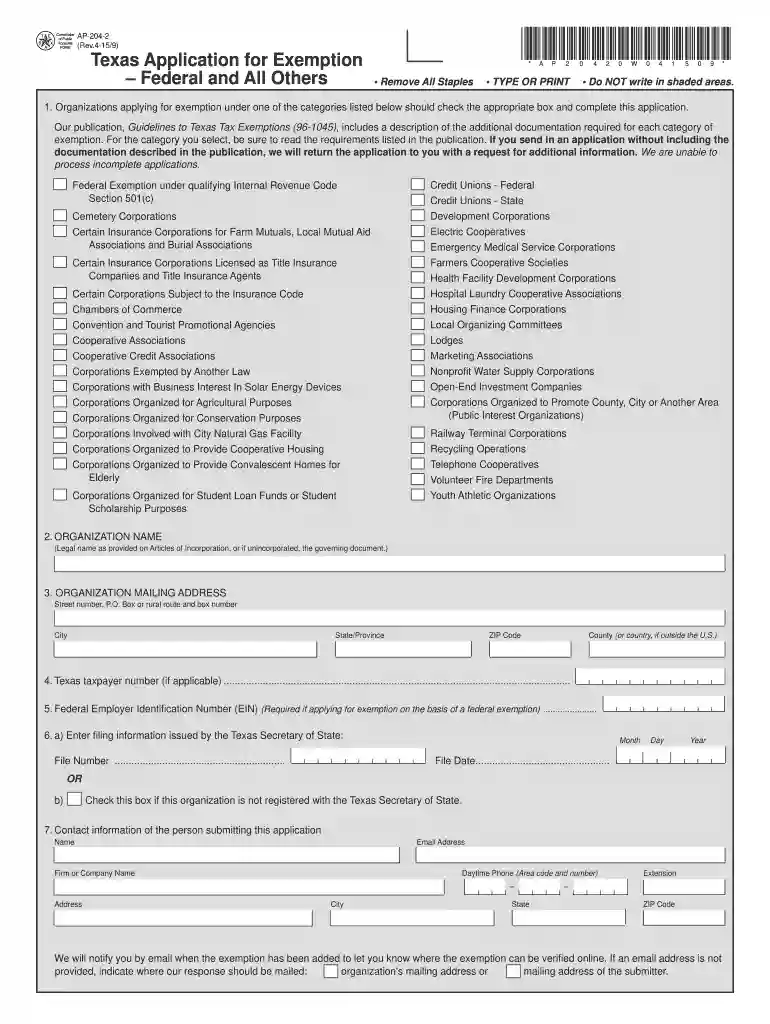 texas form exemption 2015 Preview on Page 1