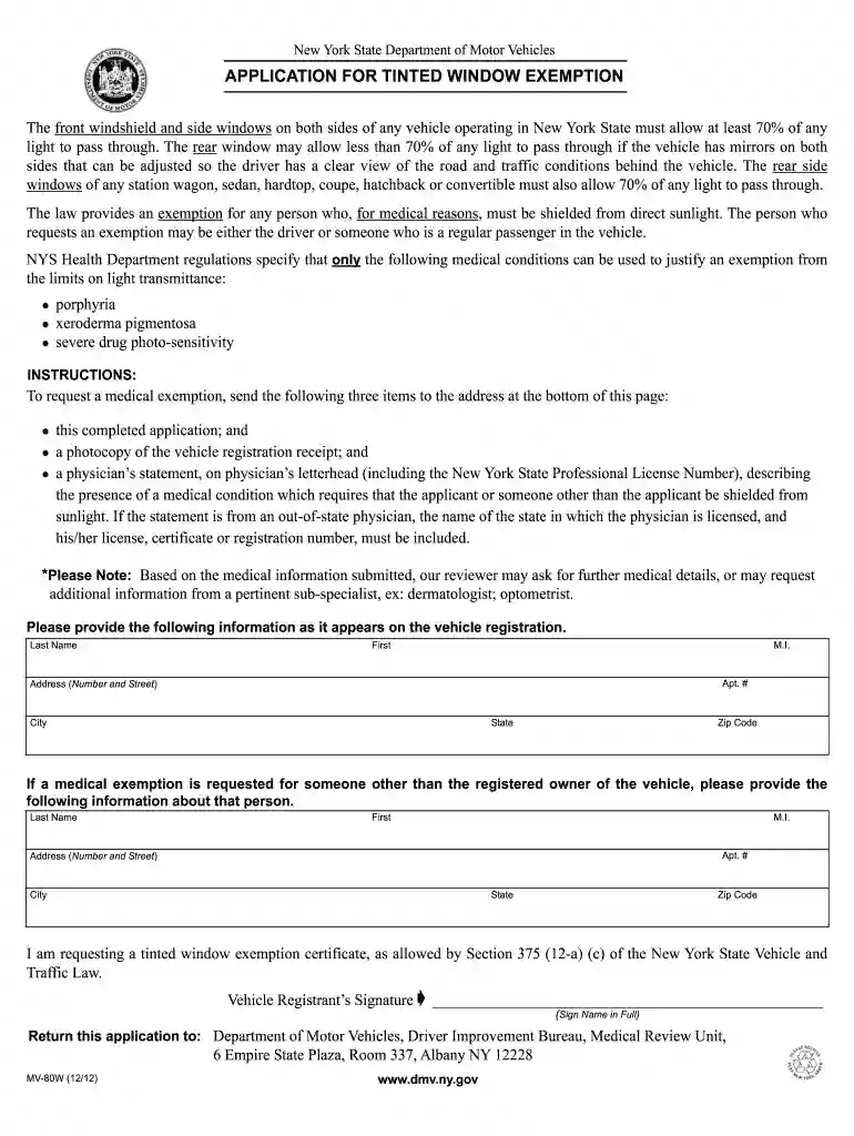 window tint exemption sticker ny Preview on Page 1