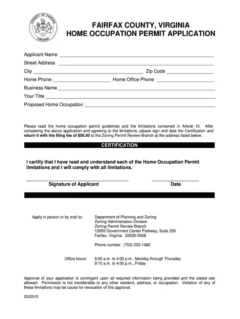 home occupation permit in virginia Preview on Page 1