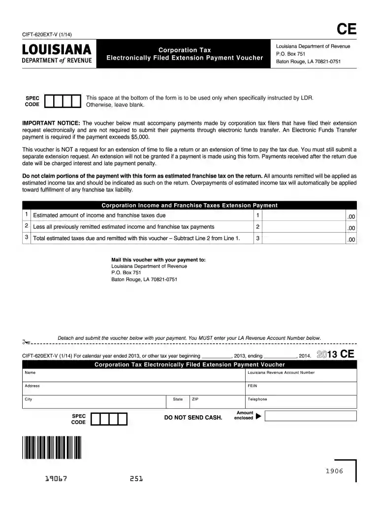 form 620ext for la 2013 Preview on Page 1