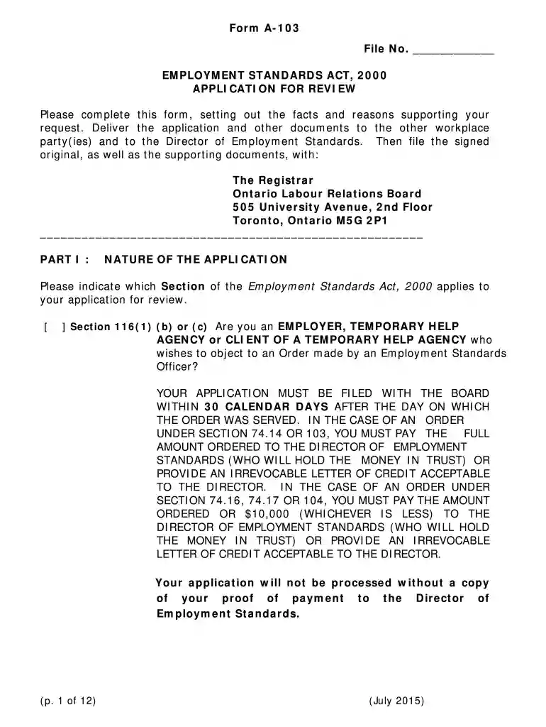 form 103 Preview on Page 1