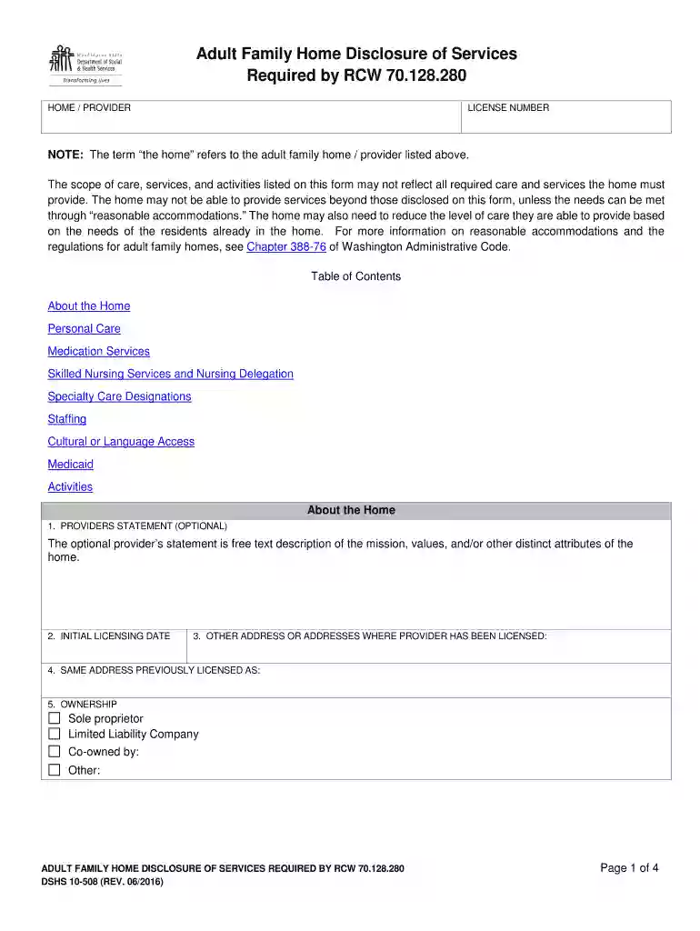 adult family home disclosure of charges Preview on Page 1