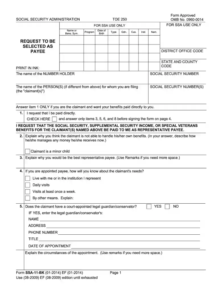 ssa 11 form pdf Preview on Page 1