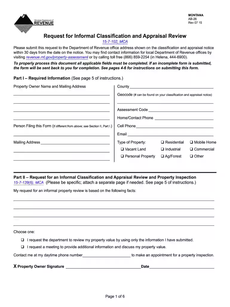 montana ab 26 2015 form Preview on Page 1