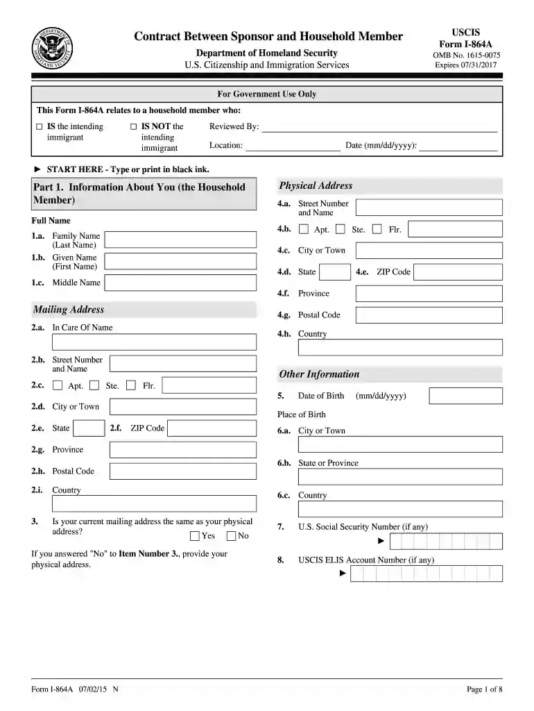 i 864a sample filled form Preview on Page 1