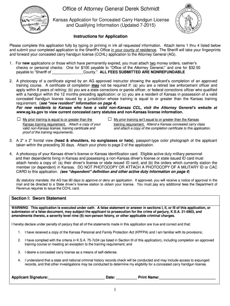 concealed carry form Preview on Page 1