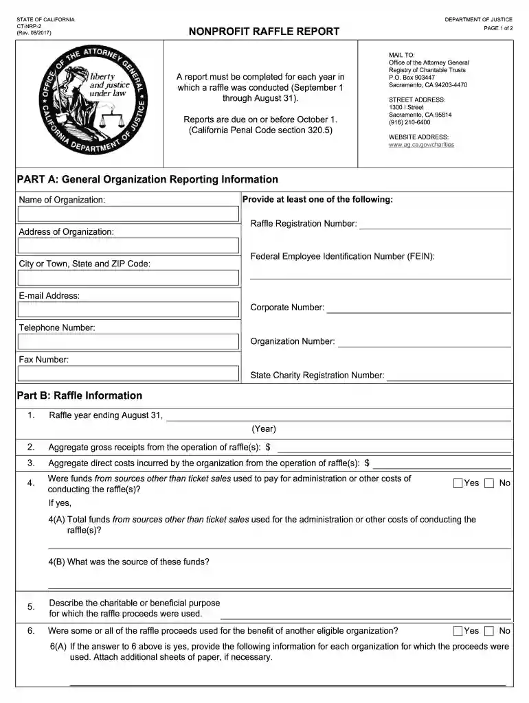 california non profit raffle reporting Preview on Page 1