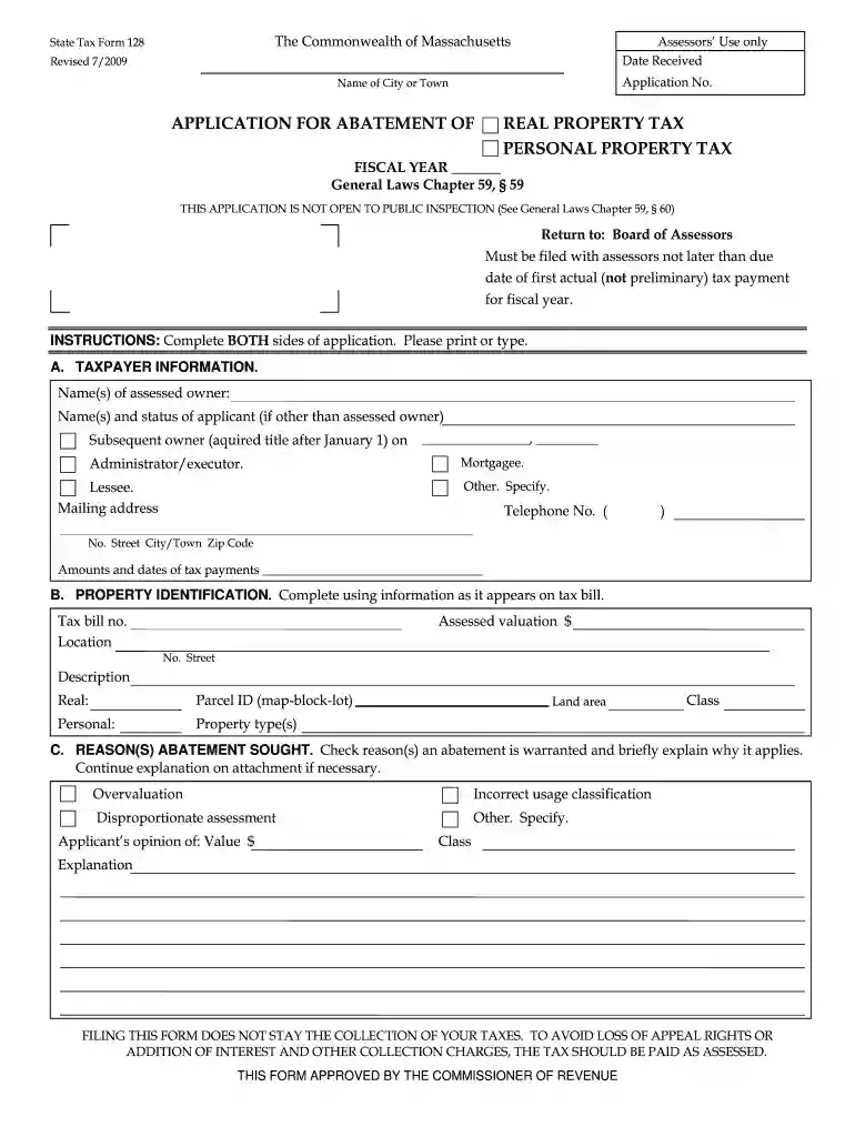 abatement application format Preview on Page 1