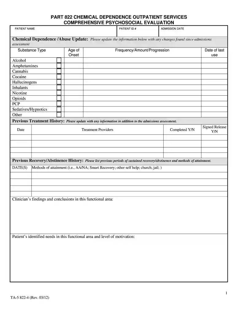 psychosocial evaluation Preview on Page 1