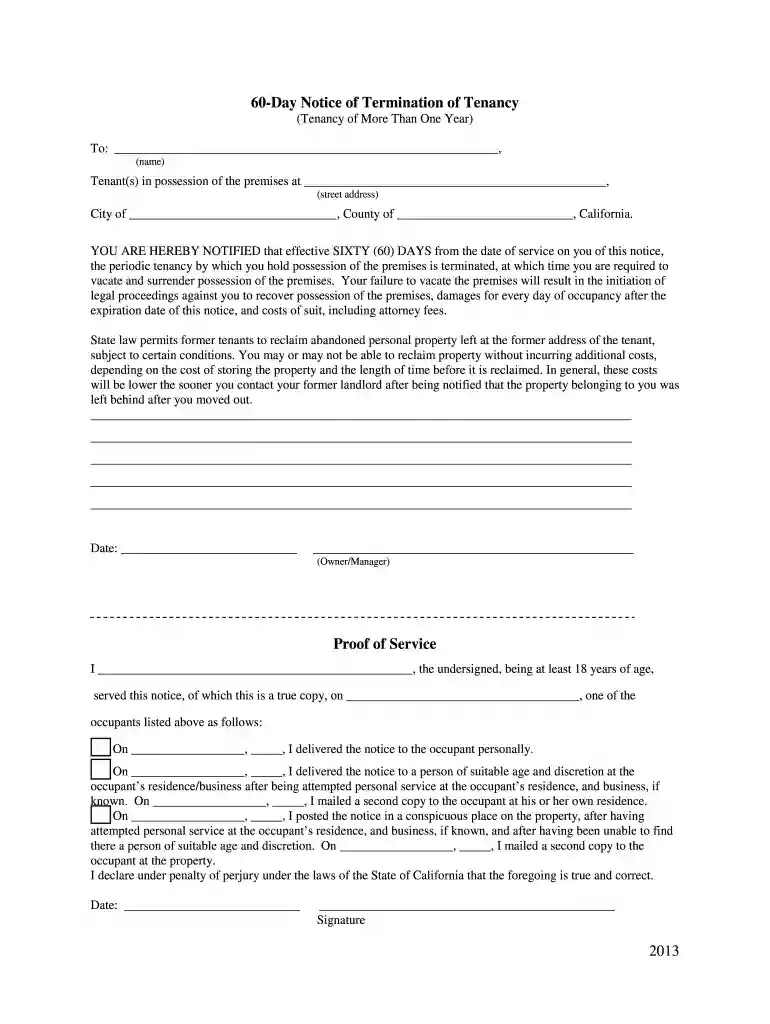 california rental termination notice Preview on Page 1