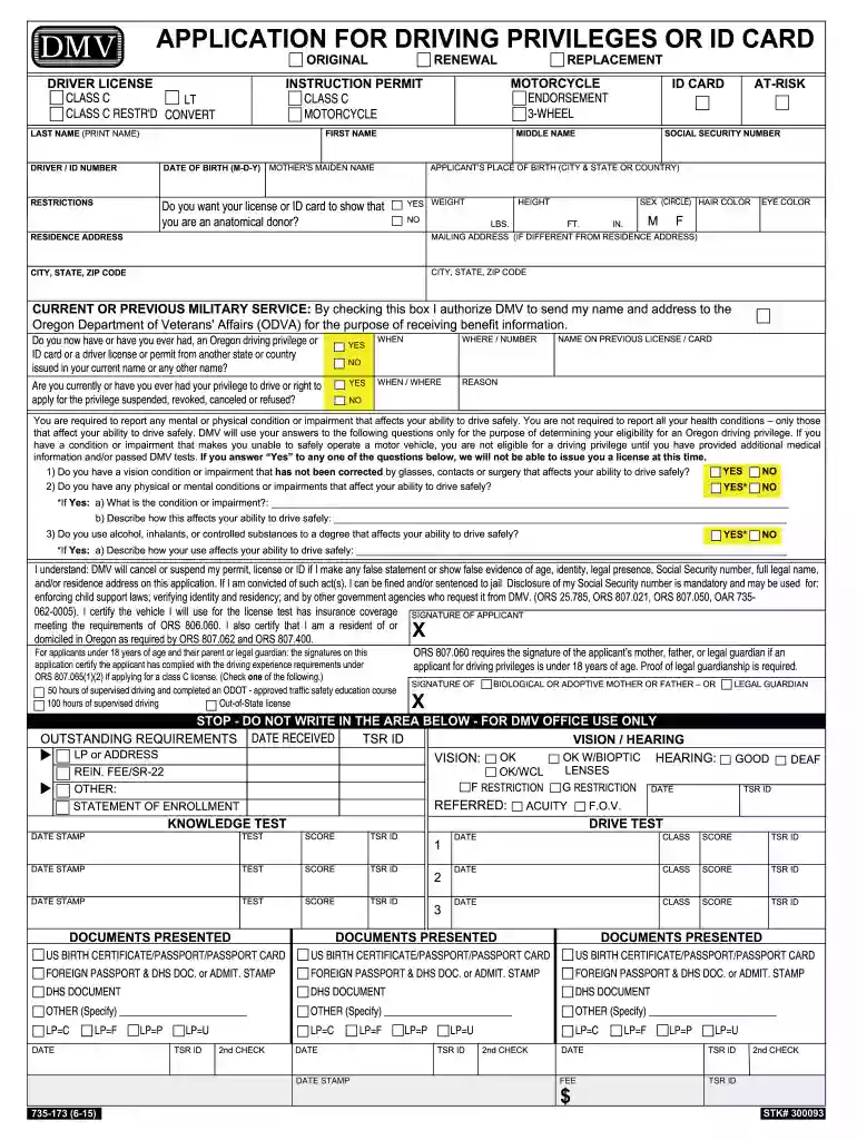 form 735 173 Preview on Page 1