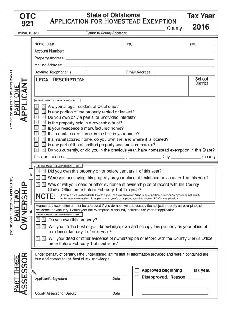 otc 921 2016 form Preview on Page 1