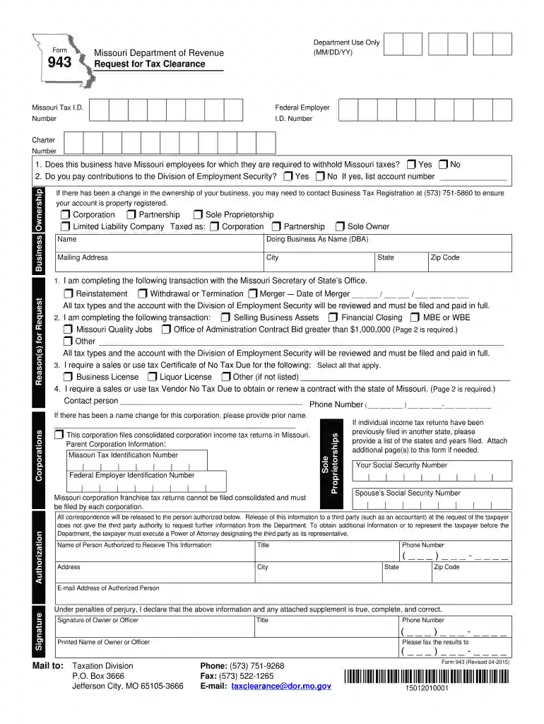 form 943 missouri Preview on Page 1