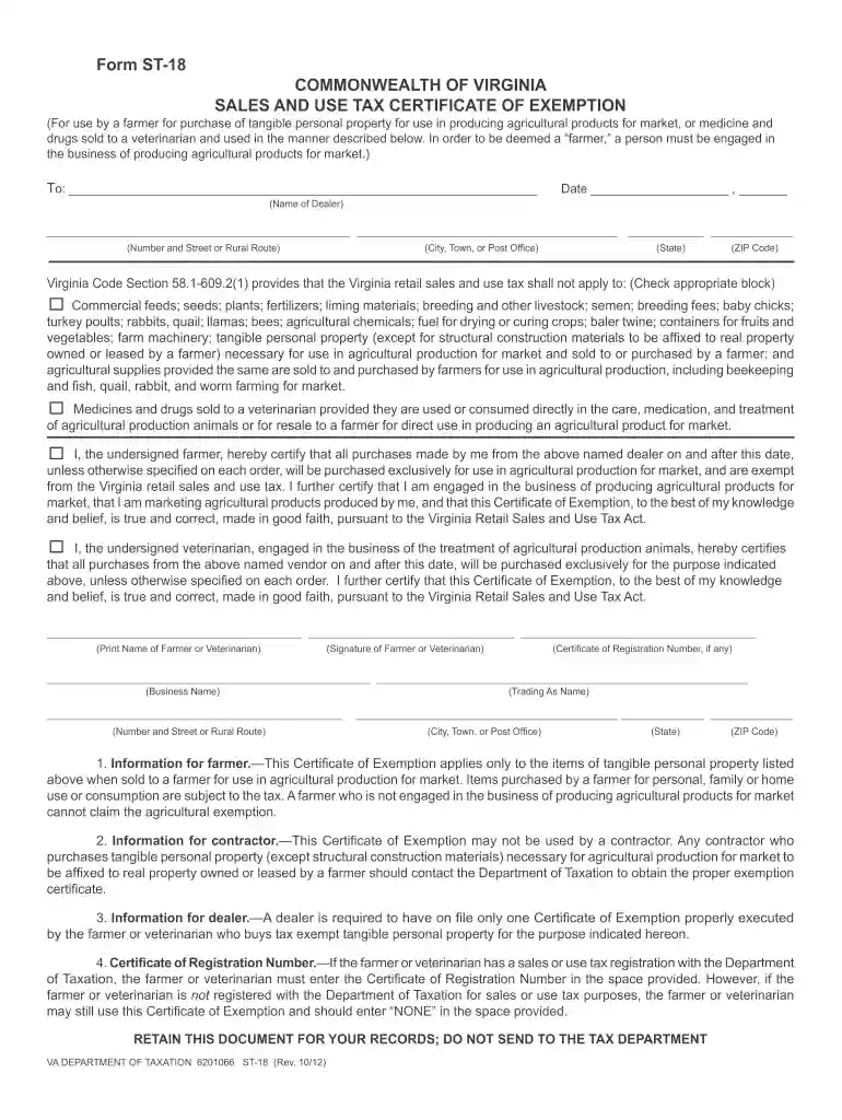 st 18 tax 2012 form Preview on Page 1