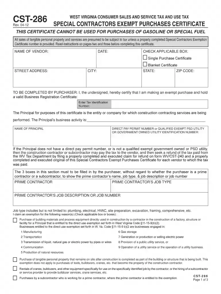 wv tax exempt form Preview on Page 1