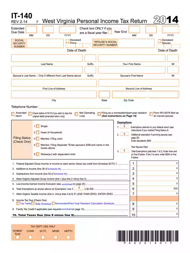 it 140 2014 form Preview on Page 1