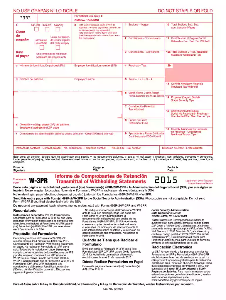 2015 w 3pr form Preview on Page 1