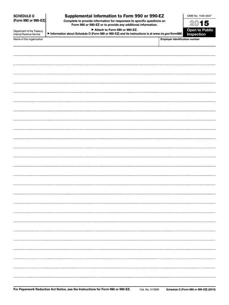 990 schedule o 2015 form Preview on Page 1