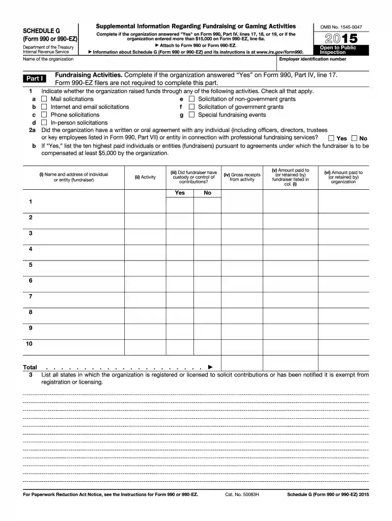 2015 schedule g form Preview on Page 1