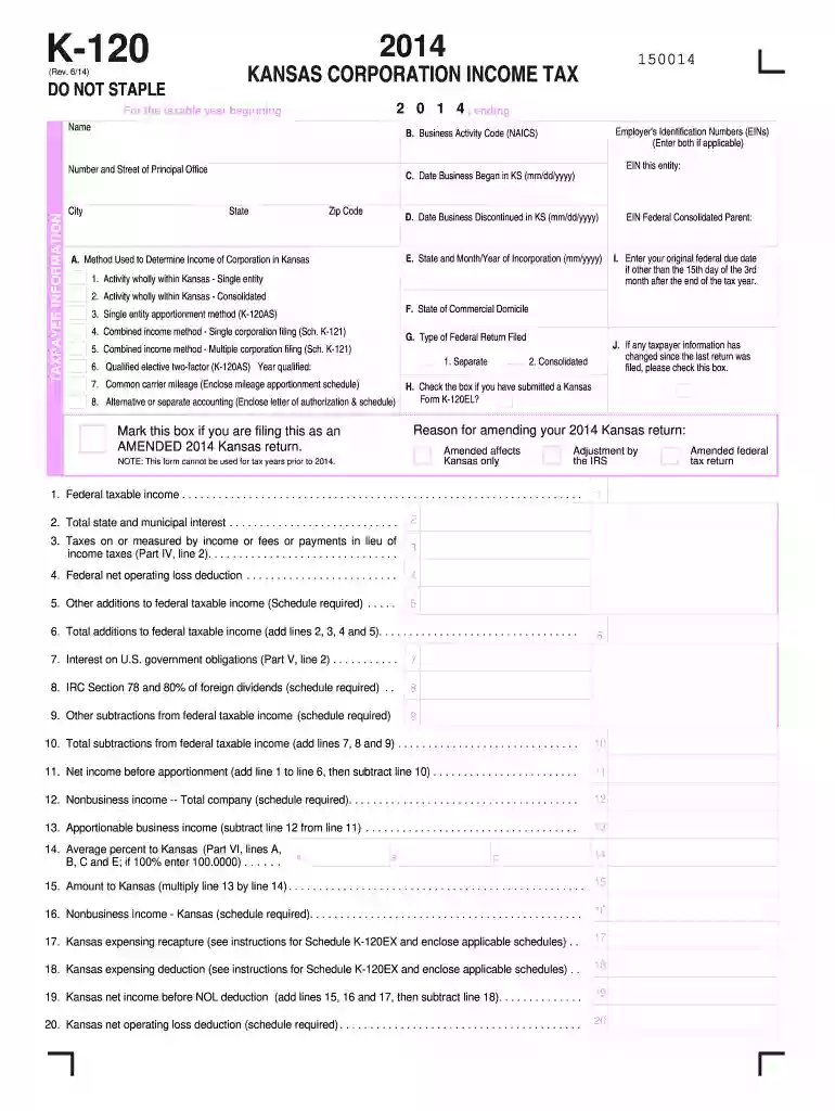 2014 k 120 form Preview on Page 1