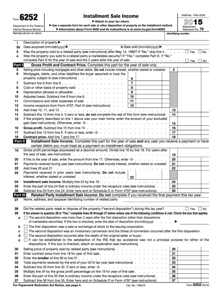 form 6252 Preview on Page 1