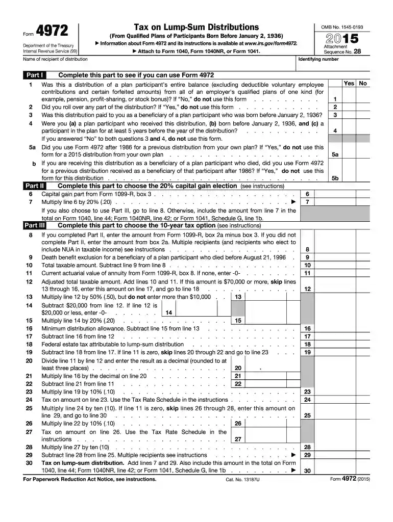 2015 form 4972 Preview on Page 1