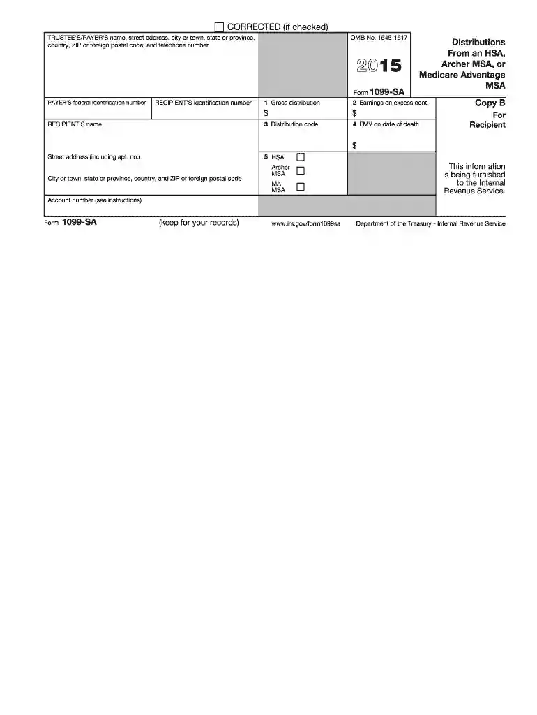 2015 1099 sa form Preview on Page 1