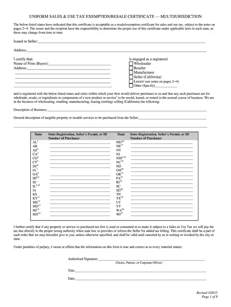 use tax exemption form Preview on Page 1