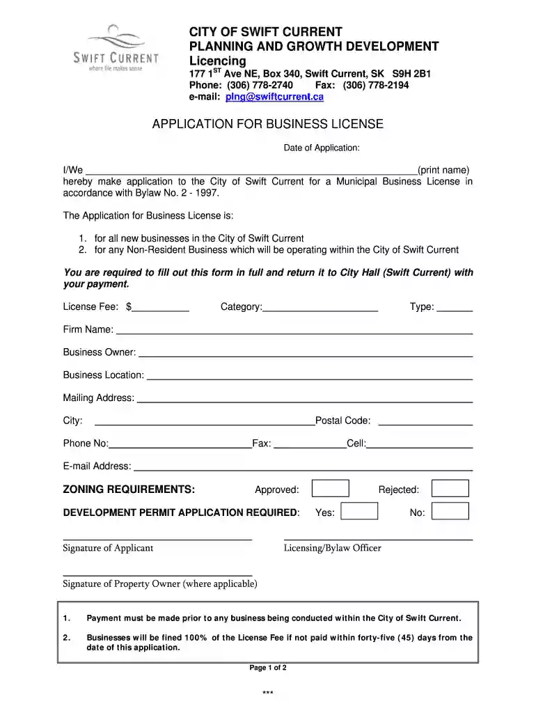 business license city of swift current Preview on Page 1