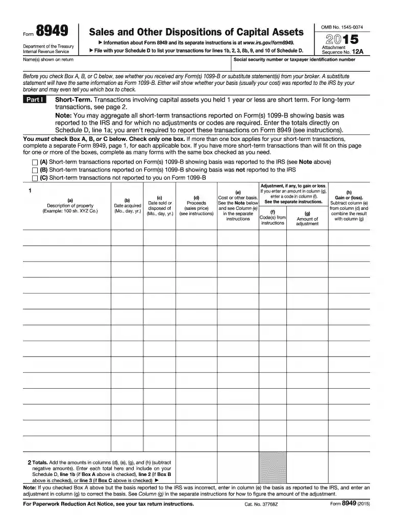 form 8949 Preview on Page 1