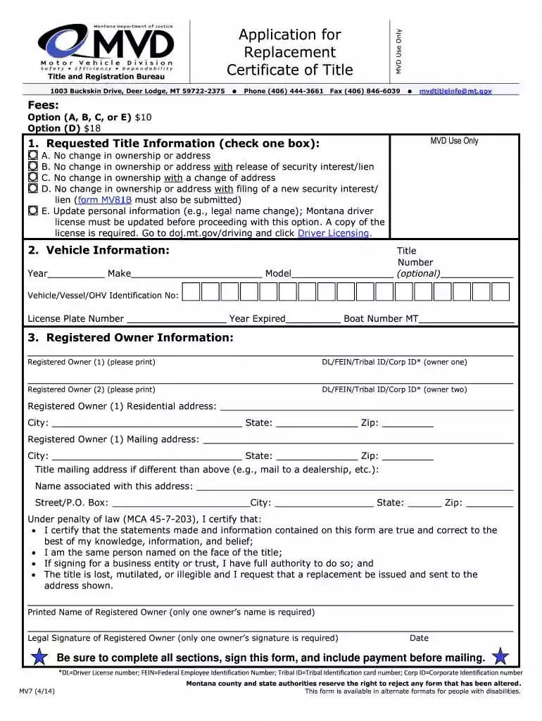 mv7 2014 form Preview on Page 1