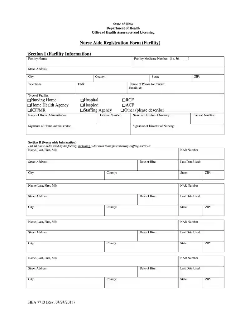 ohio stna renewal form Preview on Page 1