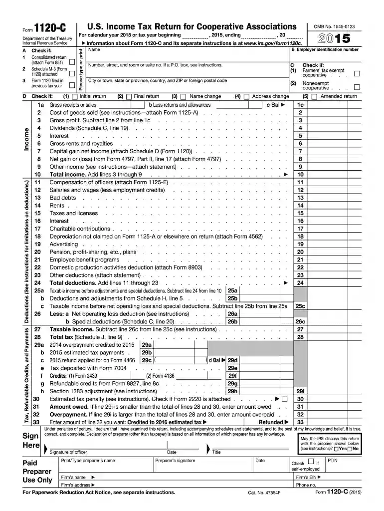 2015 form 1120 c Preview on Page 1