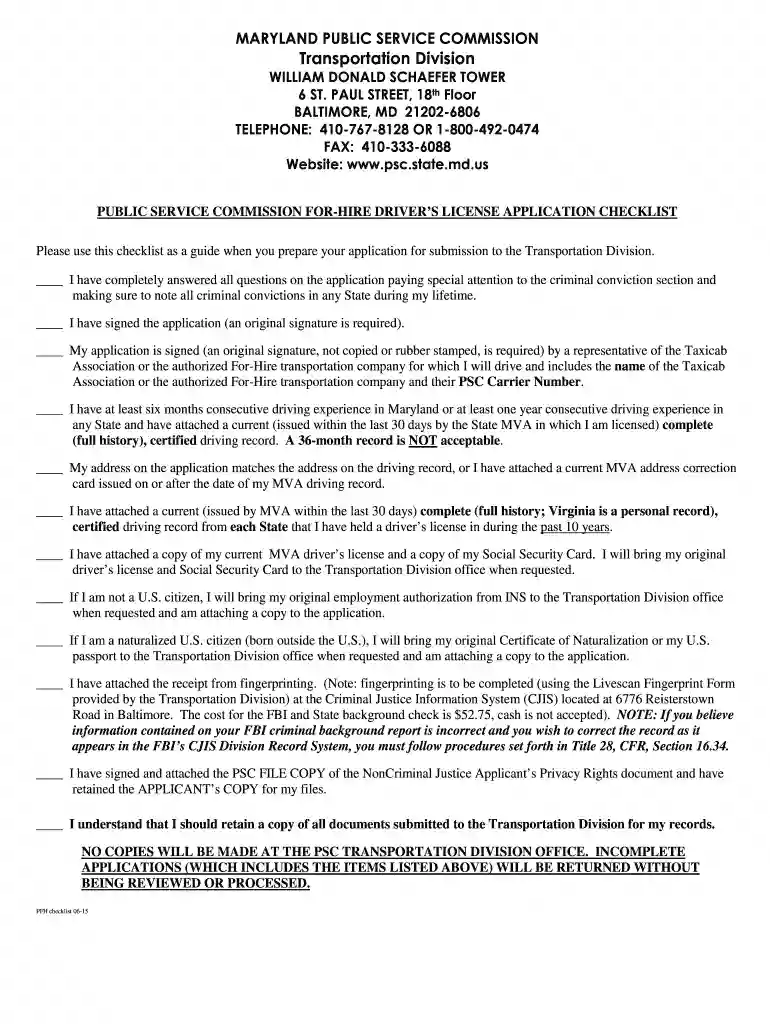 how to get a psc license in maryland Preview on Page 1