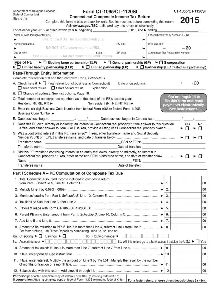 2015 ct form 1065 Preview on Page 1