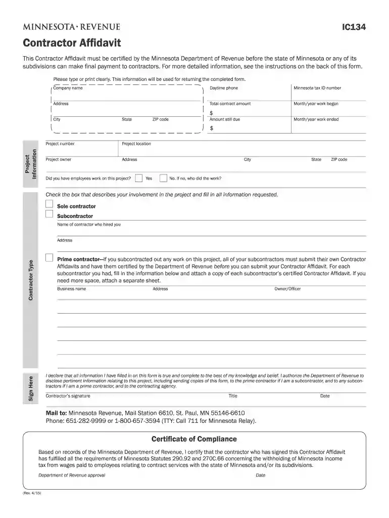 ic134 2015 form Preview on Page 1