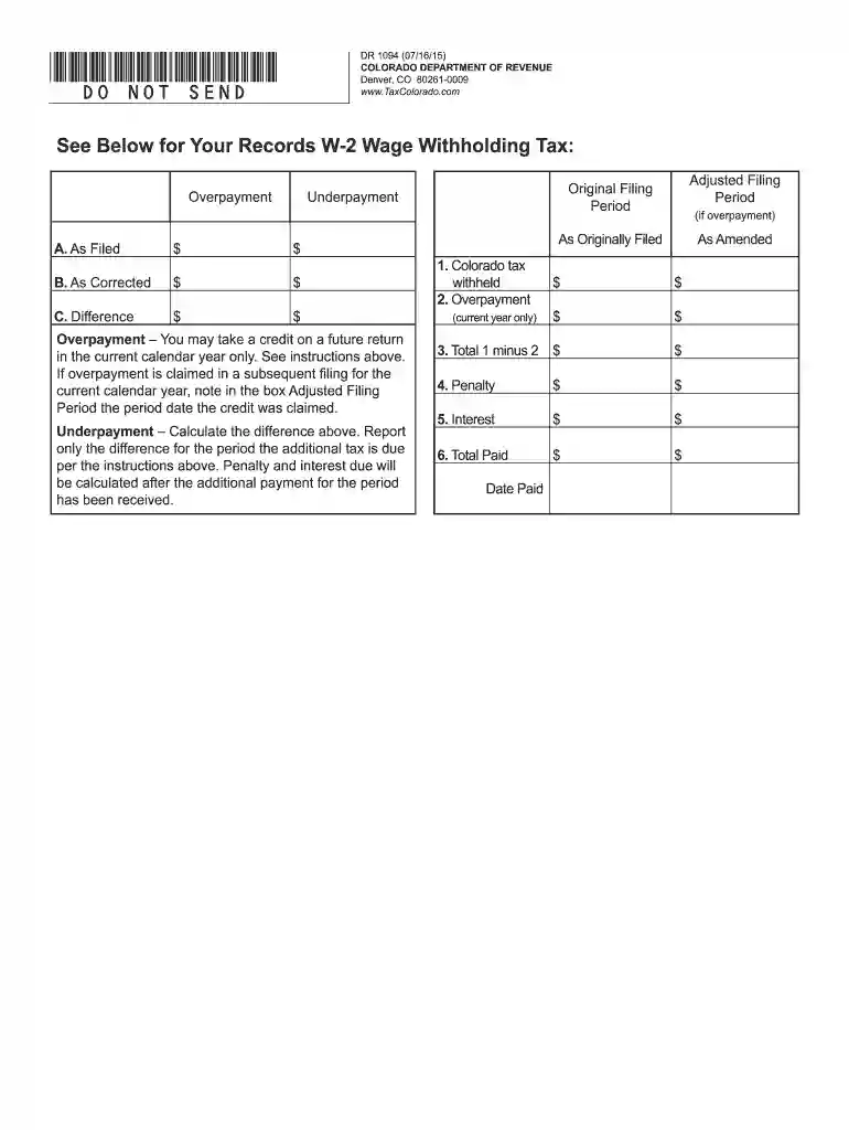 colorado withholding tax 2015 form Preview on Page 1