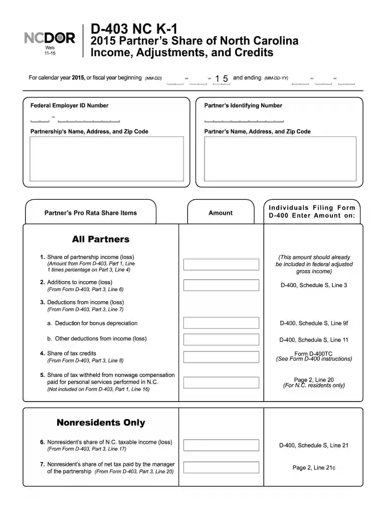403 k 1 2015 form Preview on Page 1