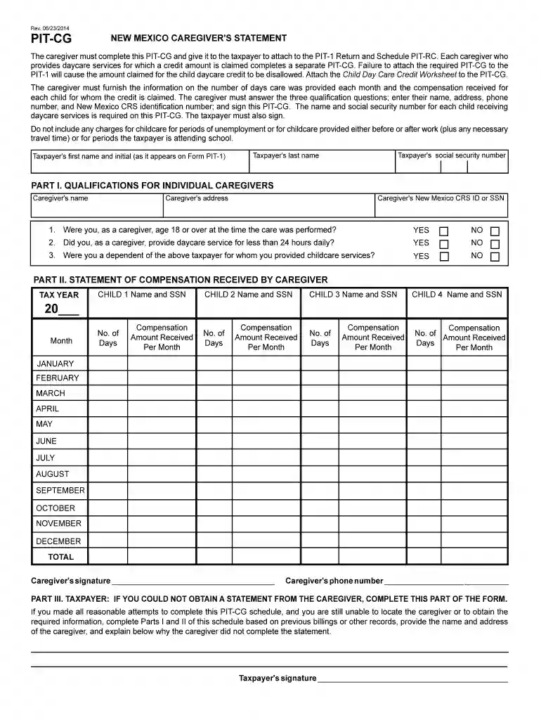 pit cg 2014 form Preview on Page 1