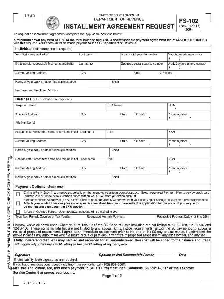 fs 102 2015 form Preview on Page 1