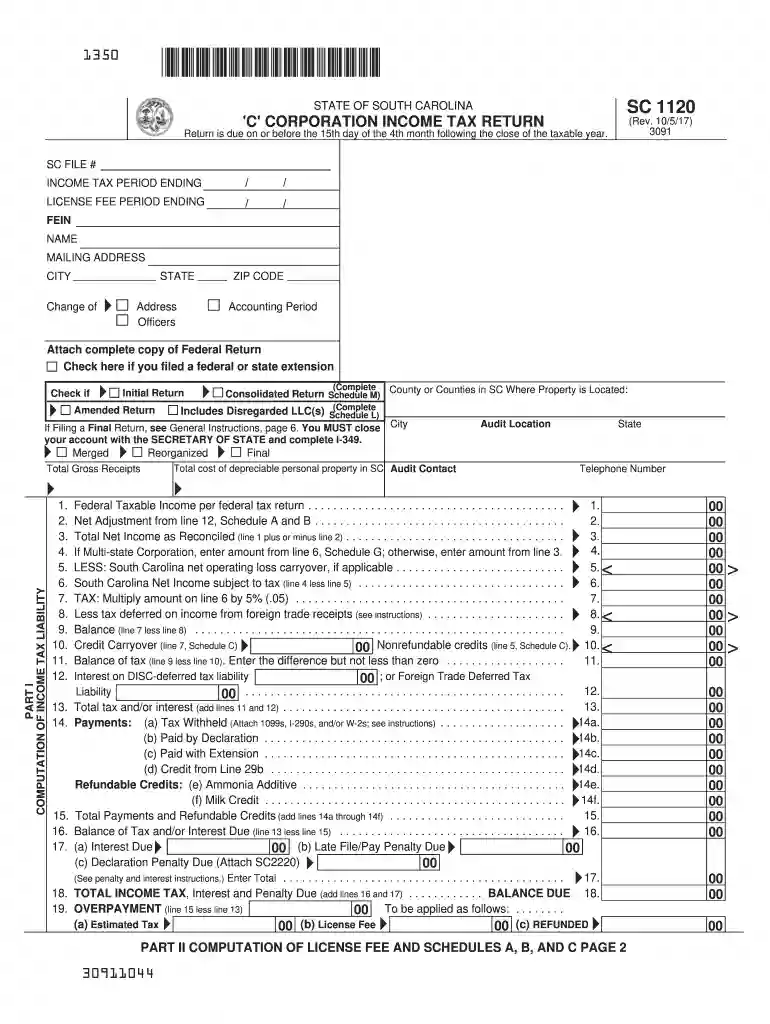 sc 1120 2015 form Preview on Page 1