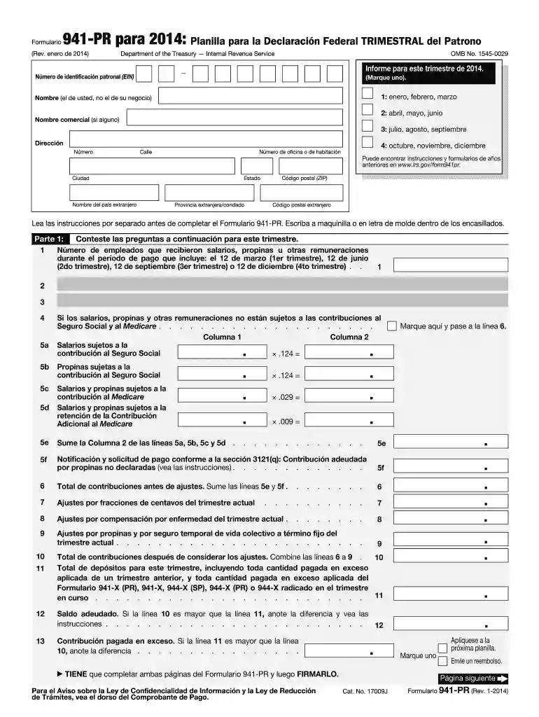 formulario 941 Vista previa en la página 1