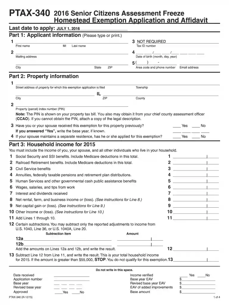 form ptax 340 2016 Preview on Page 1